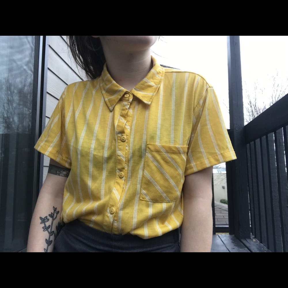 Collard striped crop top